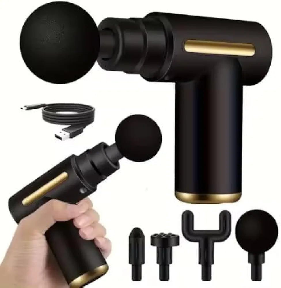 Mini Massage Gun, Percussion Deep Tissues Muscle Massager Gun with 6 Speeds, Portable Electric Handheld Body Massager