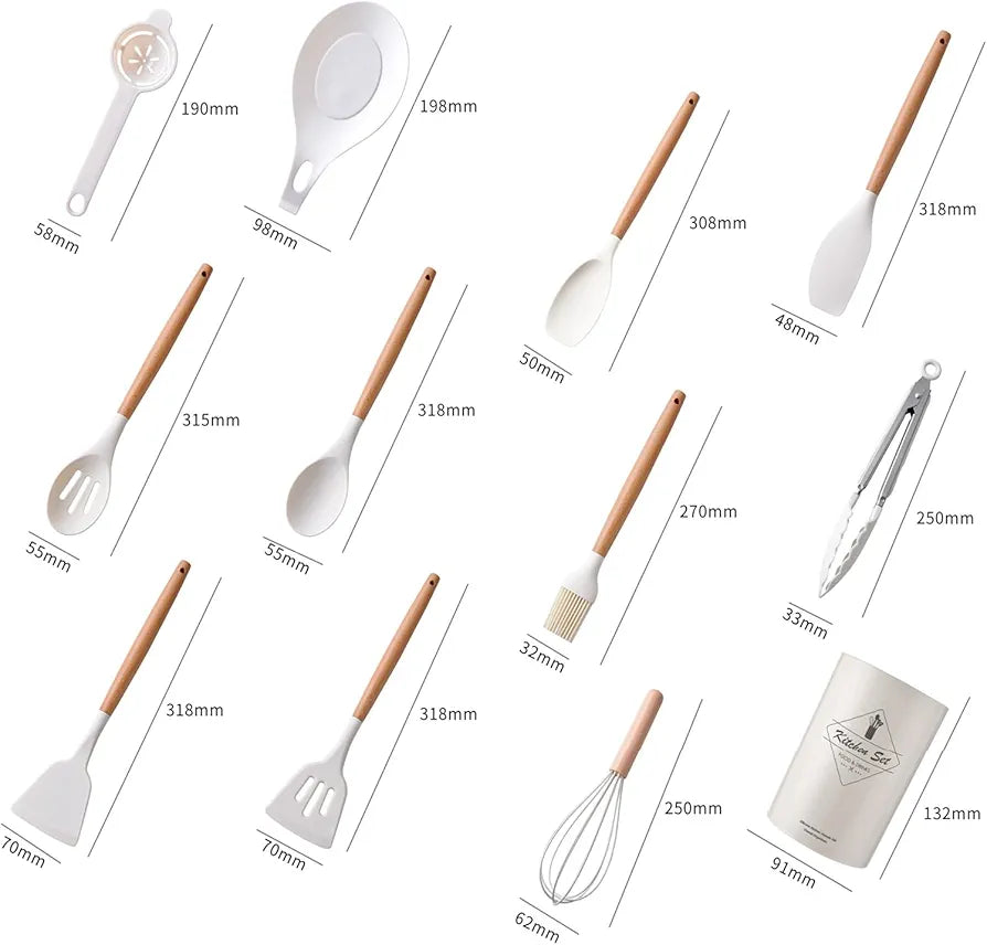 Silicone Non-Stick Cookware Kitchen Utensils 12pc Set