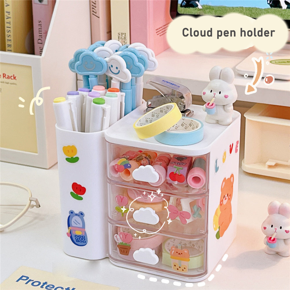 Cute Cloud Desktop Pen Container Storage Box Student Stationery Shelf Organizer Box