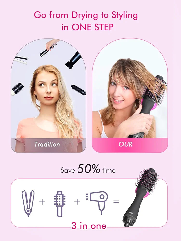Hair & Blow Dryer Brush in One, [ THE ULTIMATE 3 IN 1 STYLING TOOL ]