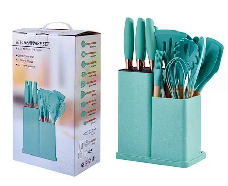 Silicone & Stainless Steel Kitchen Utensils Set 19pcs Kit