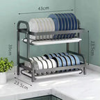 2-Tier Dish Drying Rack | Rust-Proof, Compact & Large Capacity