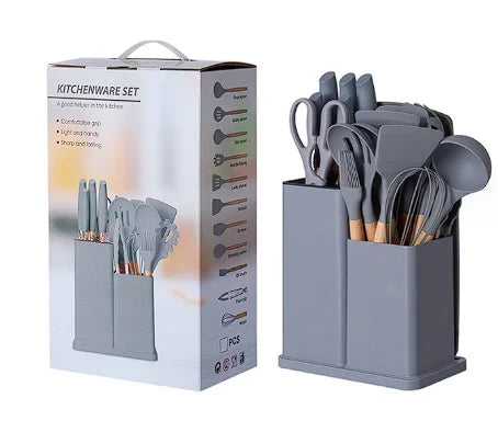 Silicone & Stainless Steel Kitchen Utensils Set 19pcs Kit