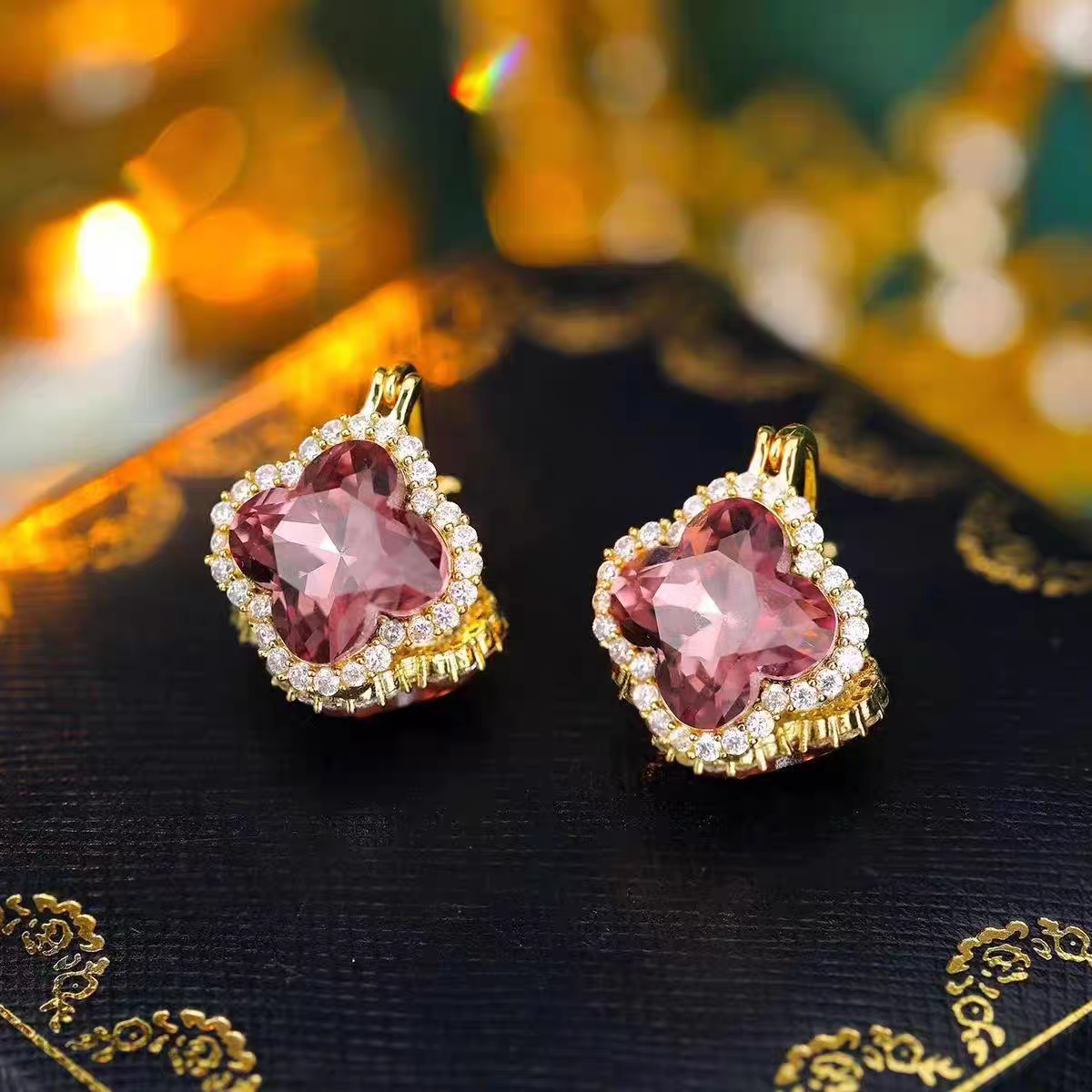 Pink Flower Earings