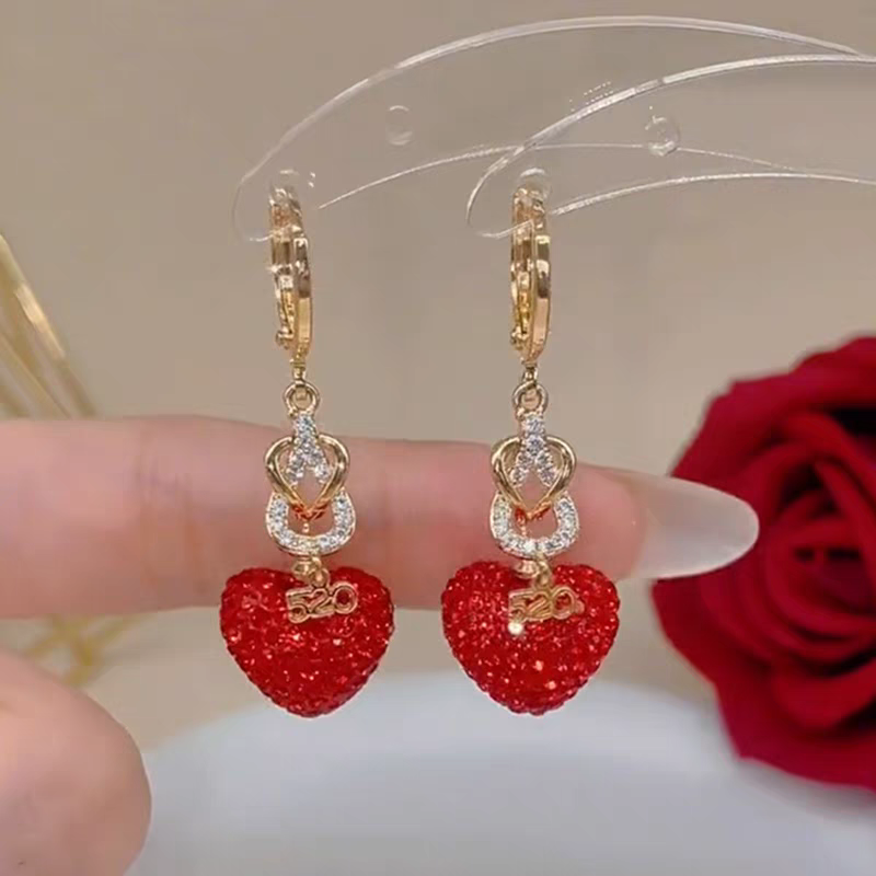 Heart Stone Long Earings