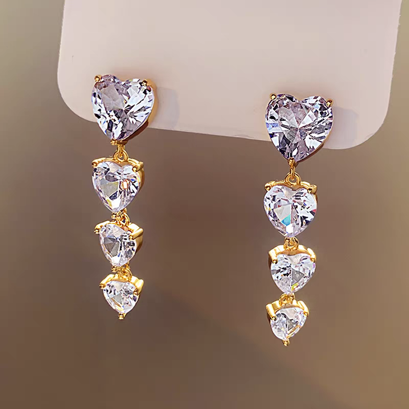 Long Heart Stone Earings