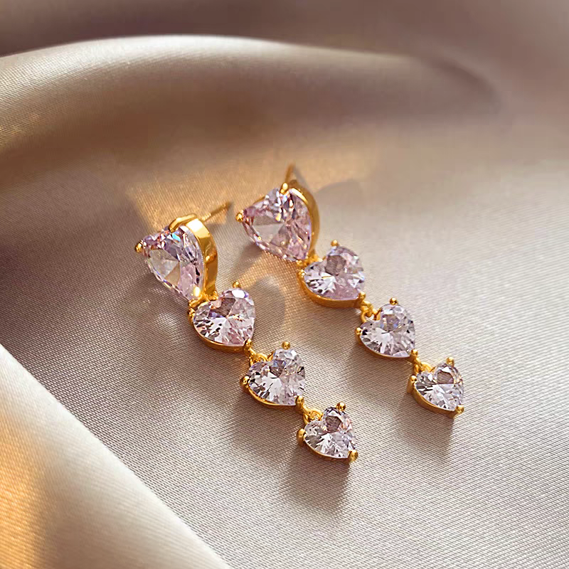 Long Heart Stone Earings