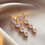 Long Heart Stone Earings