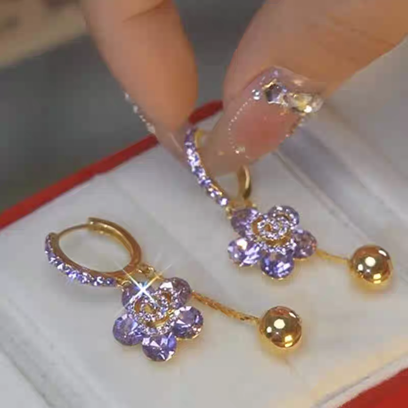 Purple Flower Earings