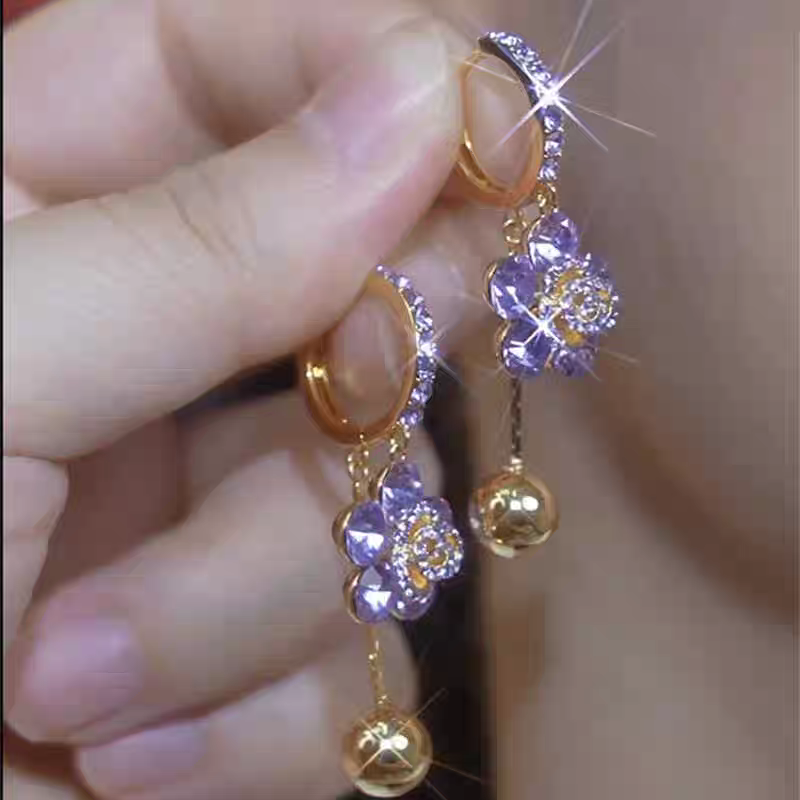 Purple Flower Earings