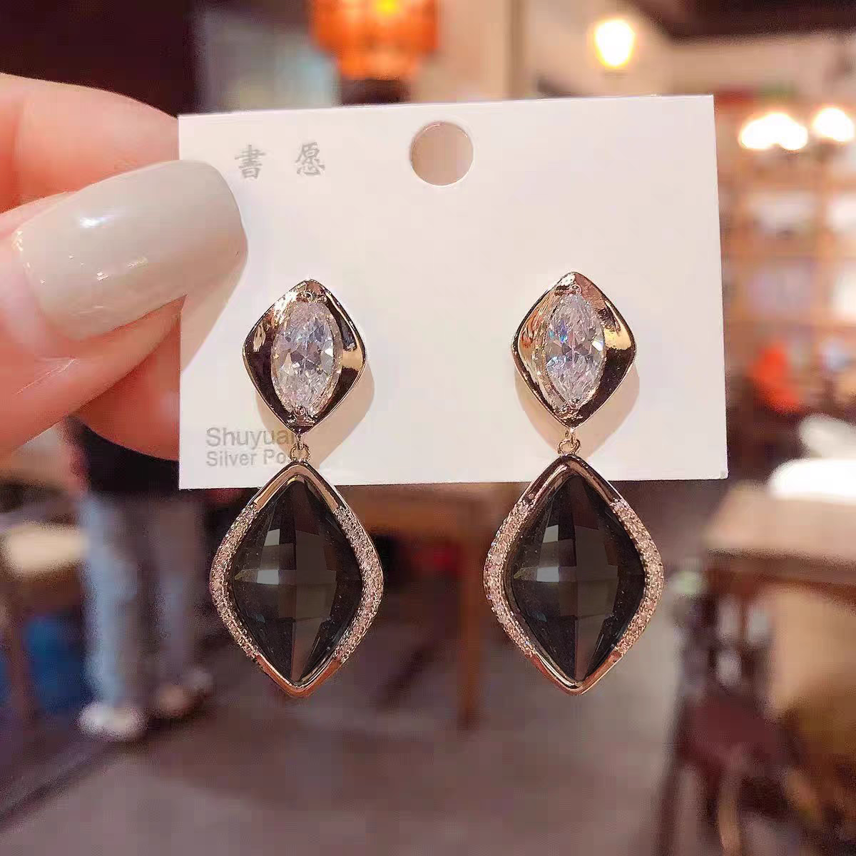 Crystal Black Earings