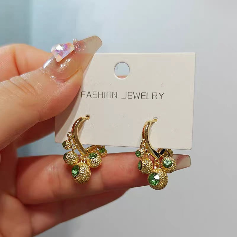 Emerald Green Globes Earrings