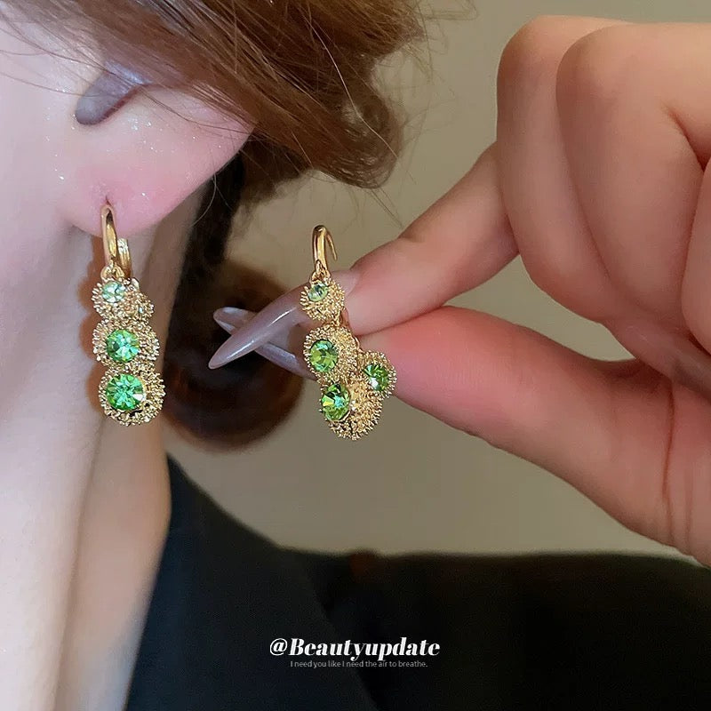 Emerald Green Globes Earrings