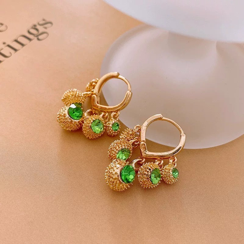 Emerald Green Globes Earrings