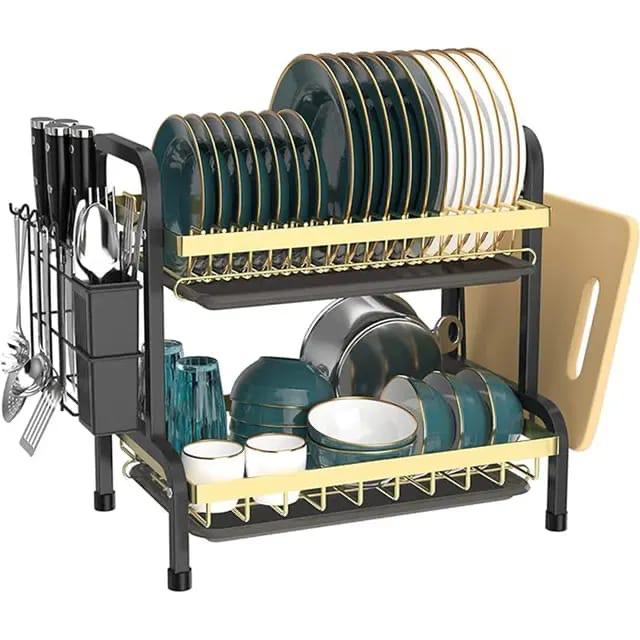 2-Tier Dish Drying Rack | Rust-Proof, Compact & Large Capacity