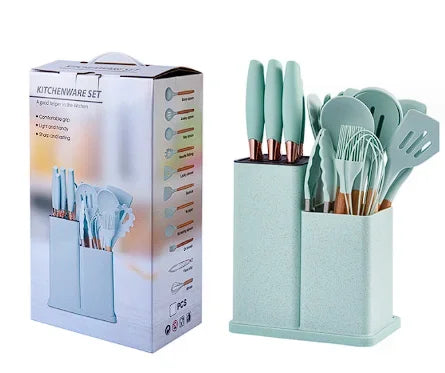 Silicone & Stainless Steel Kitchen Utensils Set 19pcs Kit