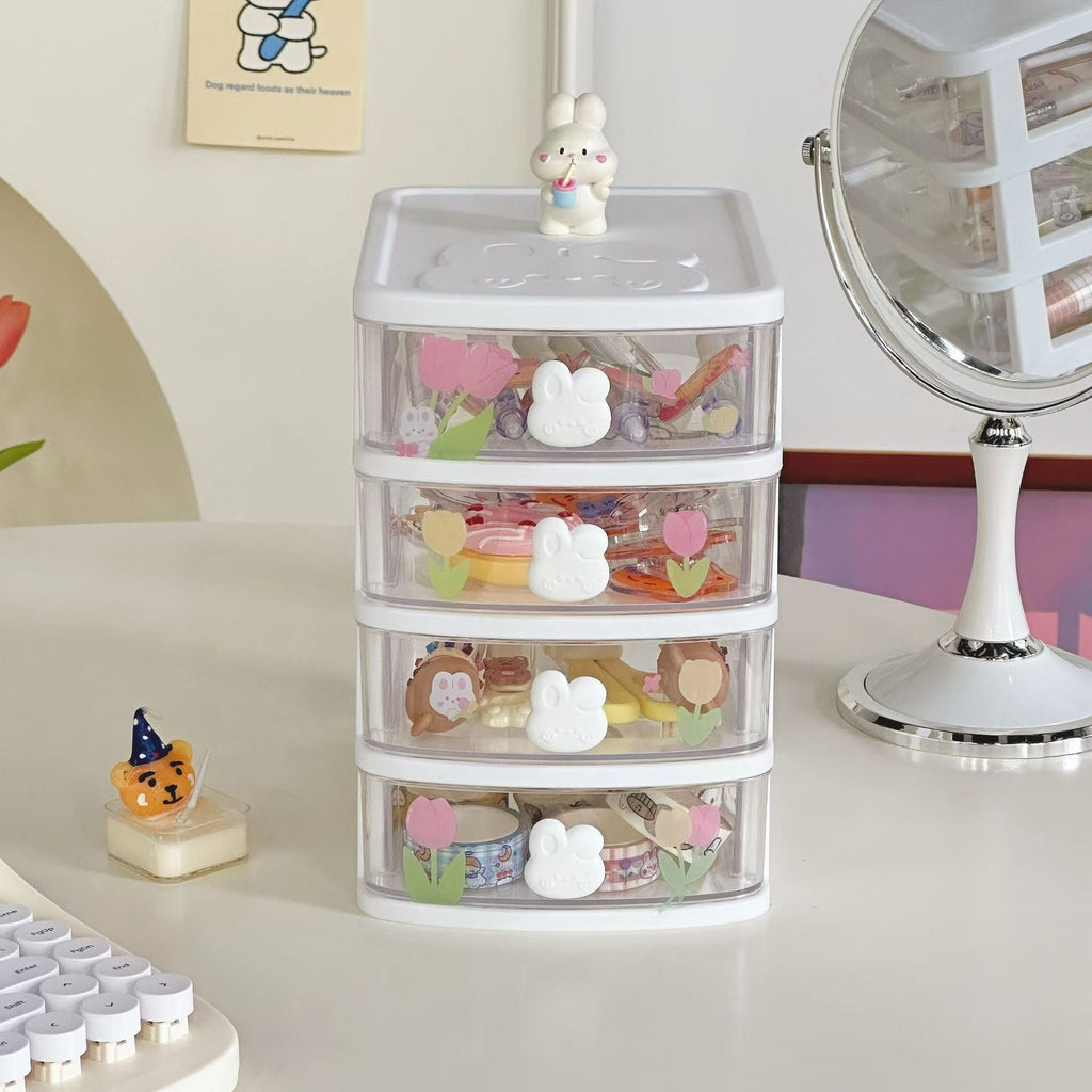4-layer  Storage Box Drawer Type Sundries Holder Transparent, Jewelry Organizer Box
