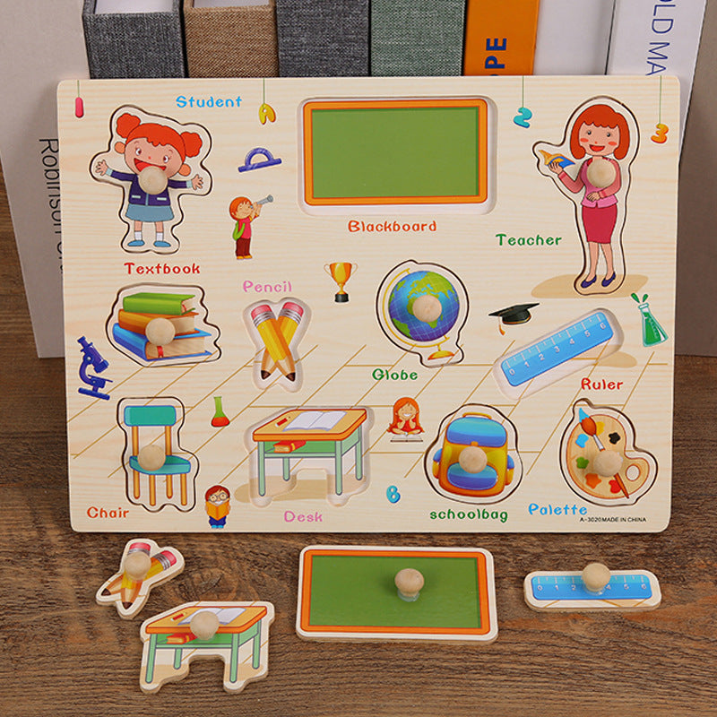 Wooden Digital Alphabet Hand-Grasping Puzzle