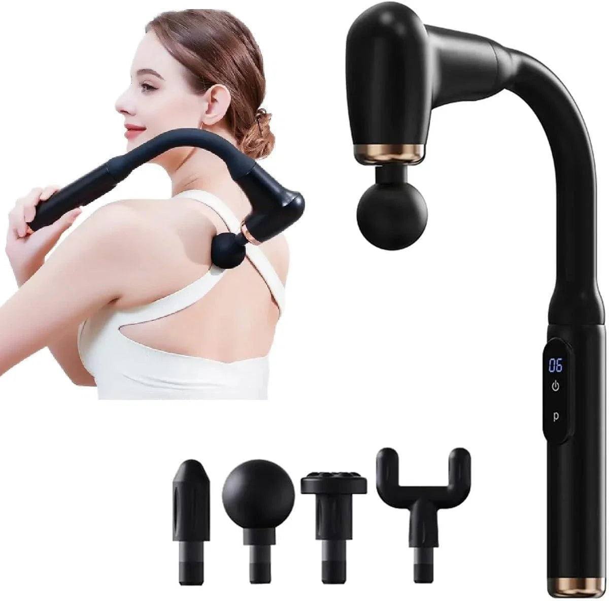 Deep Tissue Massager Gun, Hard to Reach Areas Back, Shoulders, Feet, Neck, Waist