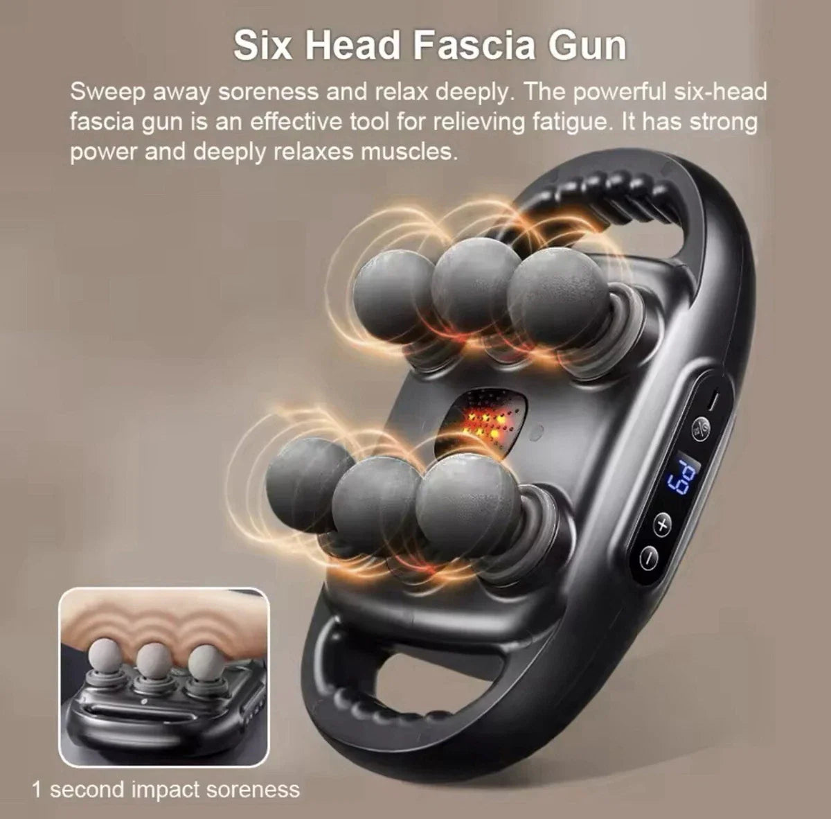 Fascia Gun Muscle Massager Gun Back Waist Shoulder Legs Massage Machine Six-head