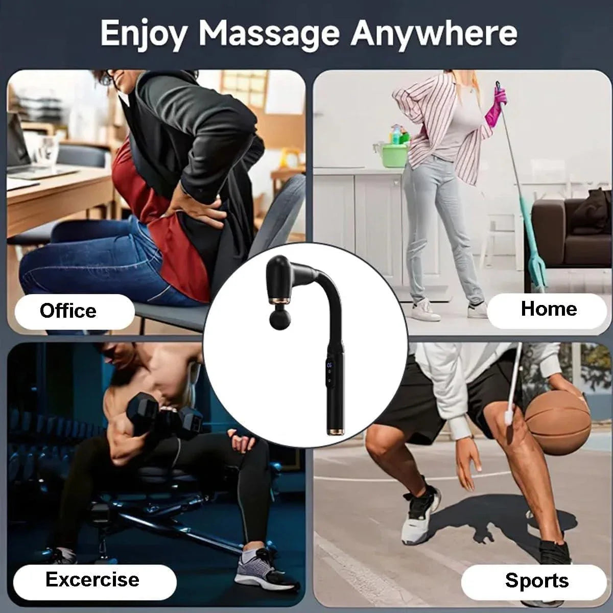 Deep Tissue Massager Gun, Hard to Reach Areas Back, Shoulders, Feet, Neck, Waist