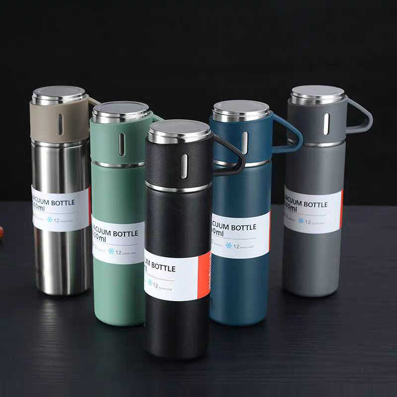 M_Steel Vacuum Flask Set Cups Combo