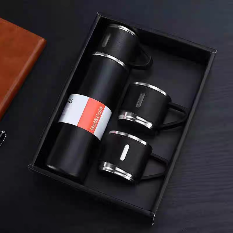 M_Steel Vacuum Flask Set Cups Combo