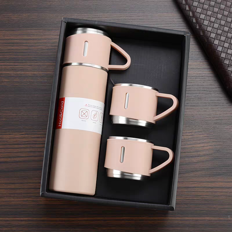 M_Steel Vacuum Flask Set Cups Combo