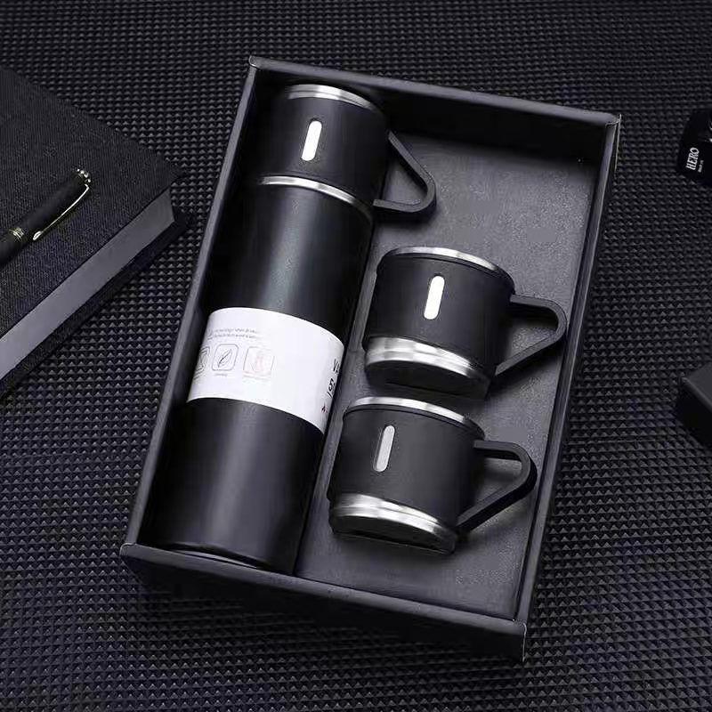 M_Steel Vacuum Flask Set Cups Combo