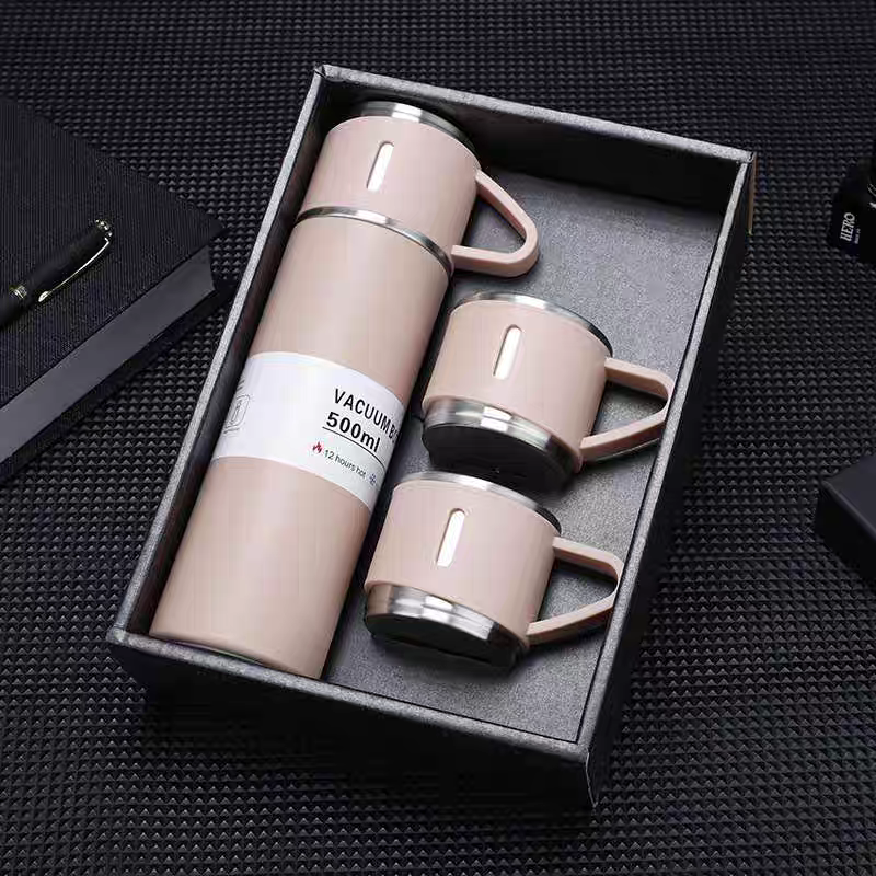 M_Steel Vacuum Flask Set Cups Combo