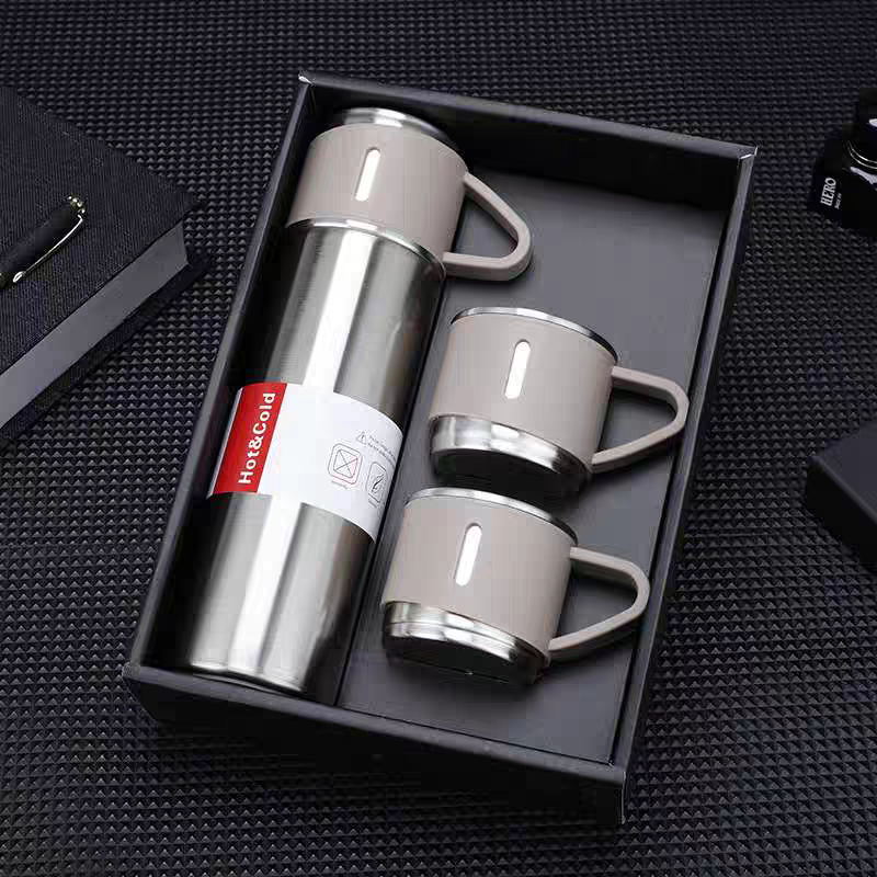 M_Steel Vacuum Flask Set Cups Combo