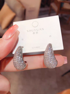 Silver Round Crystals Earrings