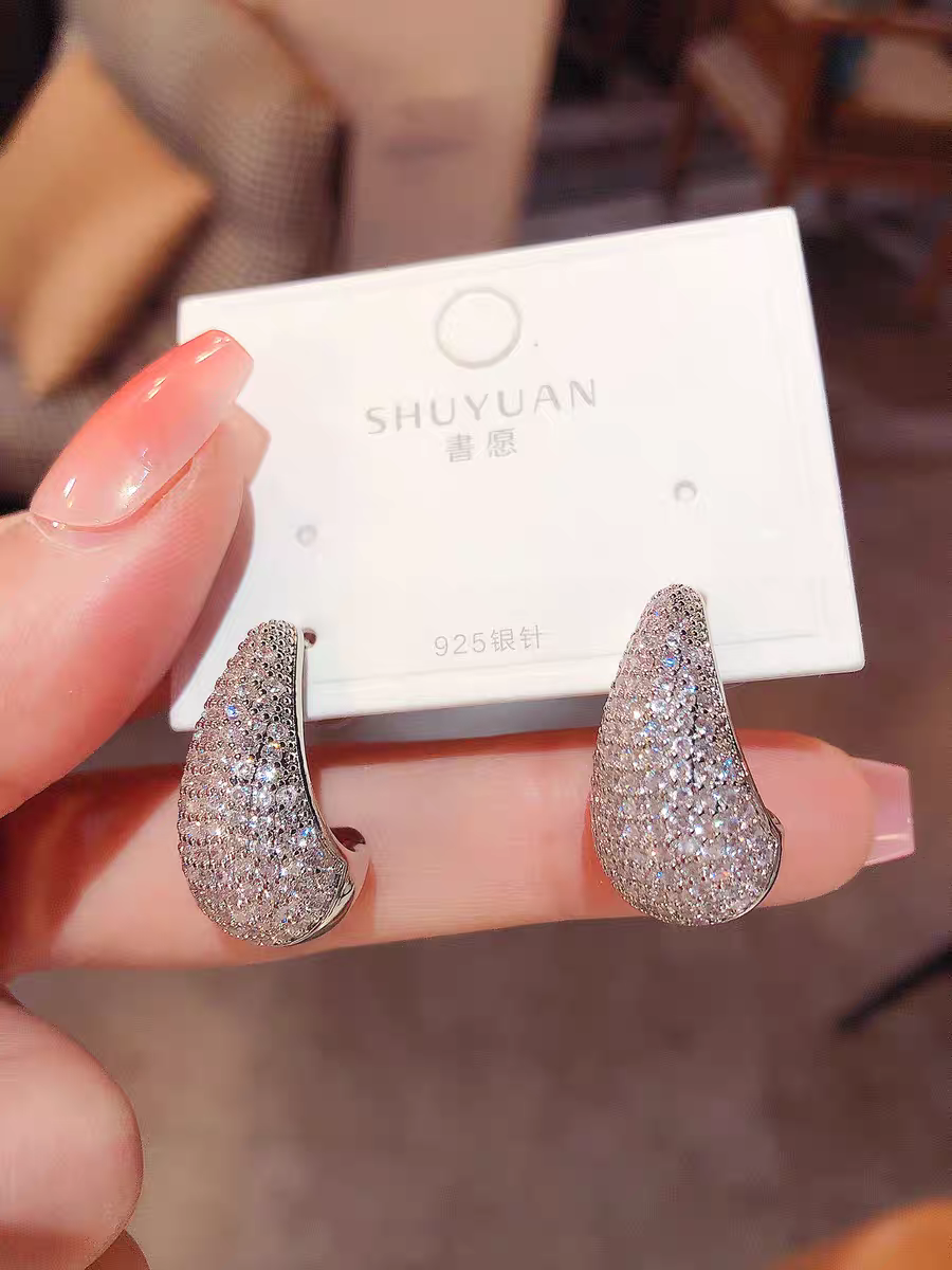 Silver Round Crystals Earrings