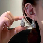 Silver Round Crystals Earrings