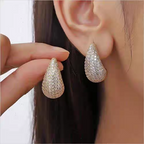 Silver Round Crystals Earrings