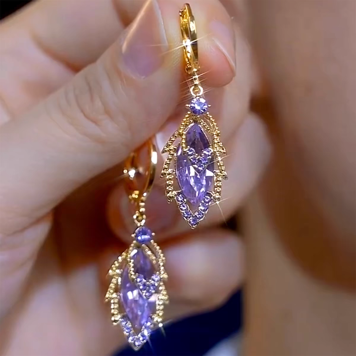 Purple Diamond Earrings