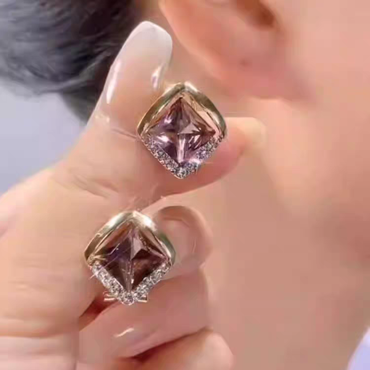 Violet Bronze Crystal Earrings