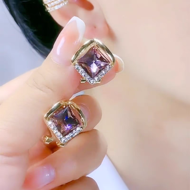 Violet Bronze Crystal Earrings