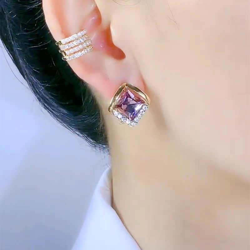 Violet Bronze Crystal Earrings