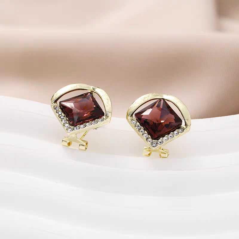 Violet Bronze Crystal Earrings