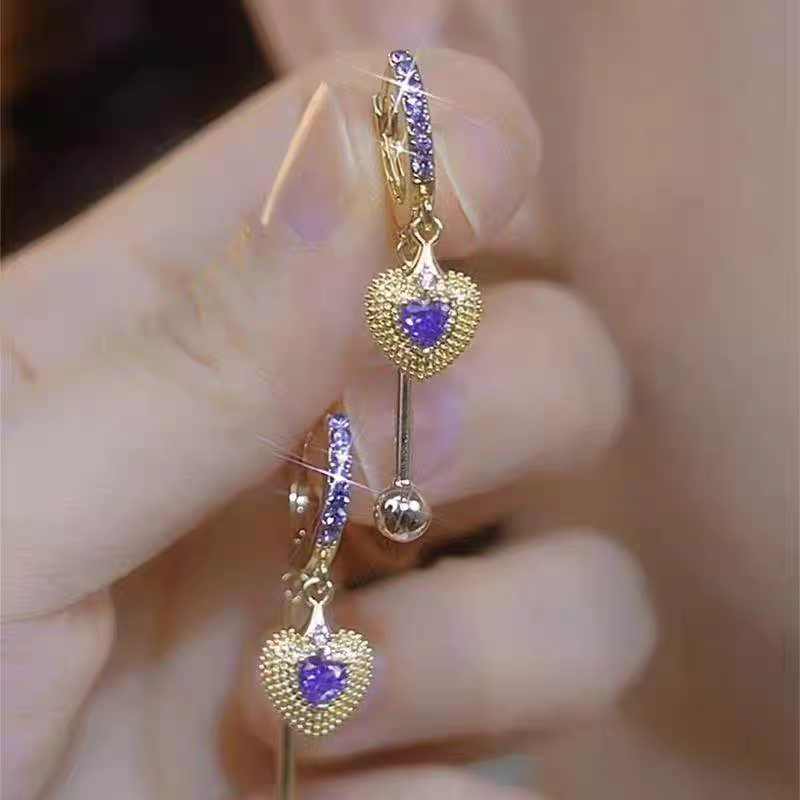 Violet heart Stone Earreings