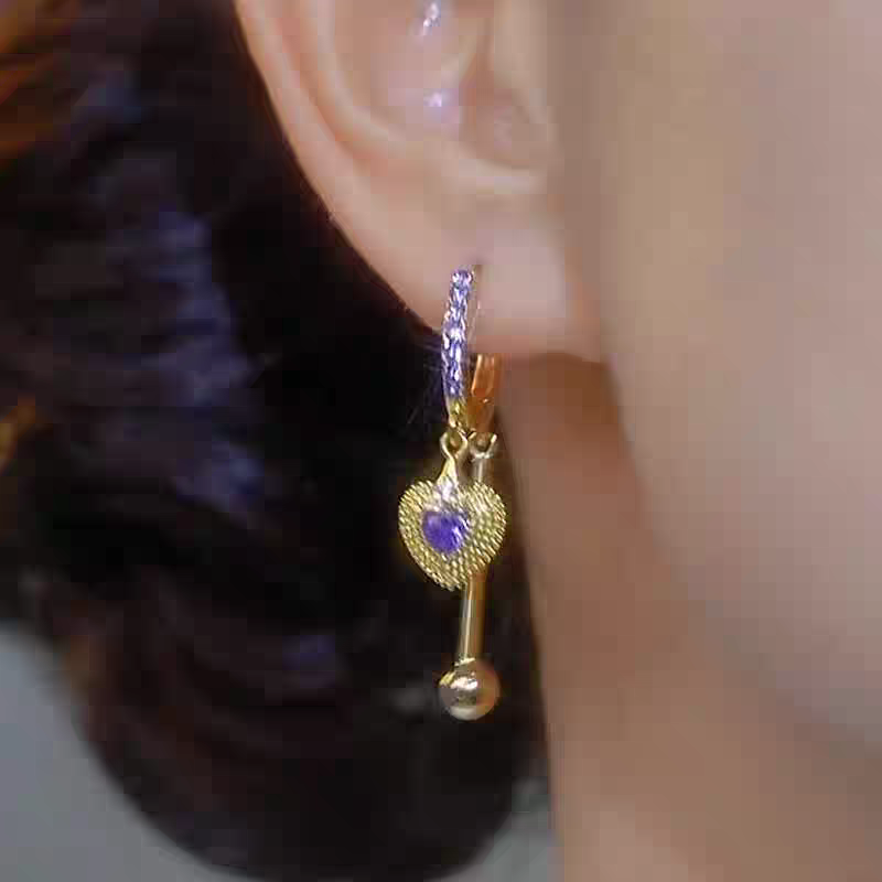 Violet heart Stone Earreings