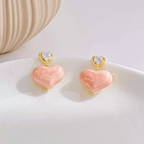 Pink Heart Stone Earrings