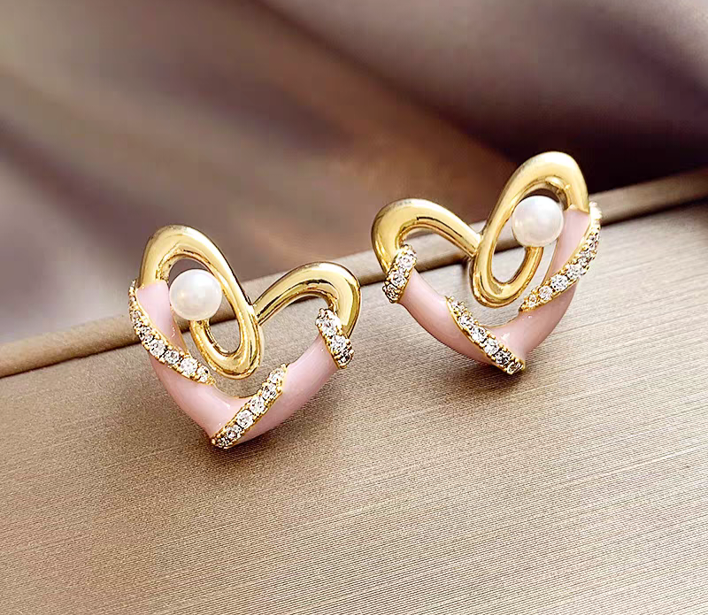 Pink n Gold Pearl Earrings