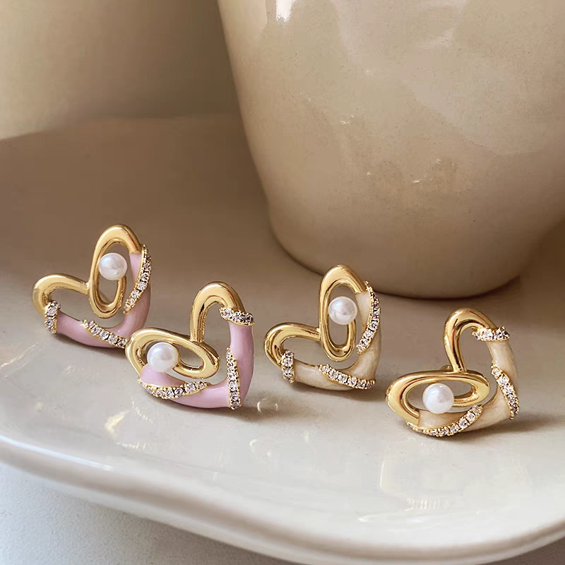 Pink n Gold Pearl Earrings