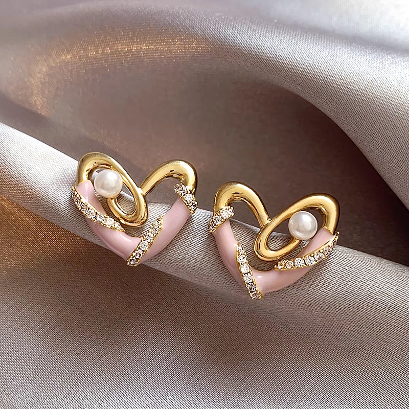 Pink n Gold Pearl Earrings