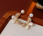 Multi Color Pearl Butterfly Earrings