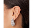 Round Silver Crystal Stone Earrings