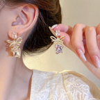 White Crystal Bow Earrings