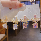 White Crystal Bow Earrings